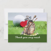 Golf Dankeschön Karte mit Golfball und Herz Liebe (Vorderseite)