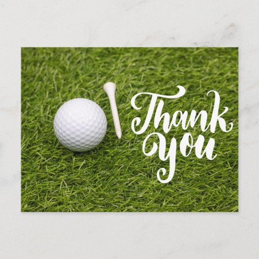 Golf Dankeschön Karte mit Golfball und Tee grün (Vorderseite)