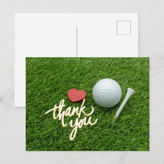 Golf Dankeschön Karte mit Golfballtee mit Liebe (Vorne/Hinten)