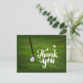 Golf Dankeschön Karte mit Golfbügeleisen auf grün (Stehend Vorderseite)