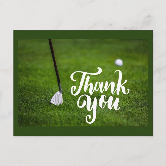 Golf Dankeschön Karte mit Golfbügeleisen auf grün (Vorderseite)