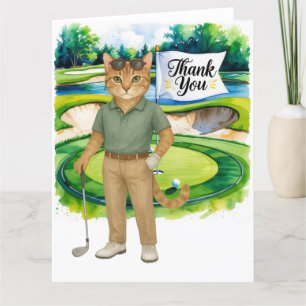 Golf Dankeschön Karte mit Golfer Cat Liebhaber auf