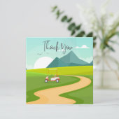 Golf Dankeschön Karte mit Golfwagen (Stehend Vorderseite)