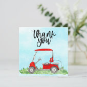 Golf Dankeschön Karte mit Golfwagen Aquarell (Stehend Vorderseite)