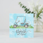 Golf Dankeschön Karte mit Golfwagen Aquarell (Stehend Vorderseite)