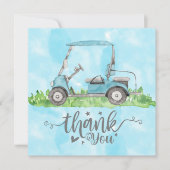 Golf Dankeschön Karte mit Golfwagen Aquarell (Vorderseite)