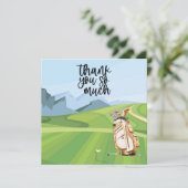 Golf Dankeschön Karte mit Golfwagen Aquarell (Stehend Vorderseite)