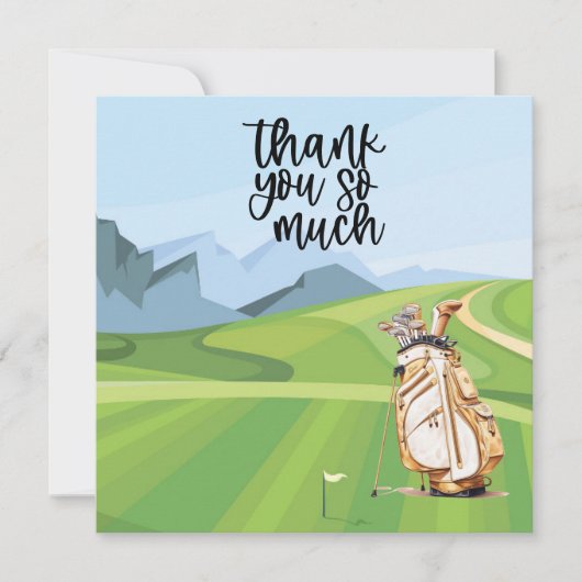 Golf Dankeschön Karte mit Golfwagen Aquarell (Vorderseite)