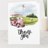 Golf Dankeschön Karte mit Golfwagen Aquarell (Vorderseite)