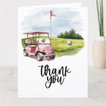 Golf Dankeschön Karte mit Golfwagen Aquarell