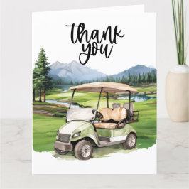 Golf Dankeschön Karte mit Golfwagen Aquarell