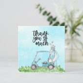 Golf Dankeschön Karte mit Golfwagen Aquarell (Stehend Vorderseite)