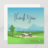Golf Dankeschön Karte mit Golfwagen auf Grün (Vorne/Hinten)