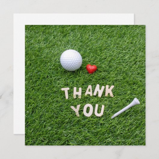 Golf Dankeschön Karte mit Liebe und Golfball (Vorne/Hinten)