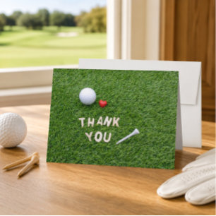 Golf-Dankeskarte mit Golfball und Tee Dankeskarte