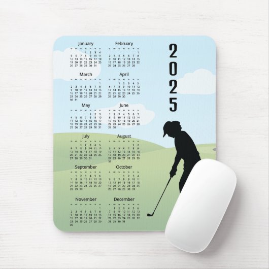 Golf Design 2025 Kalender Mousepad (Mit Mouse)