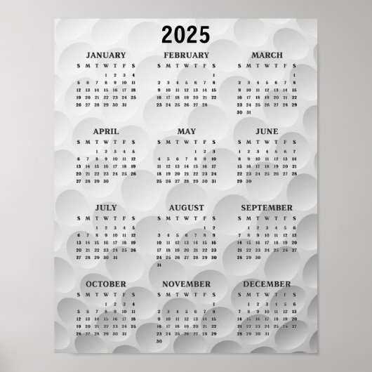 Golf Design 2025 Kalender-Poster Poster (Vorne)