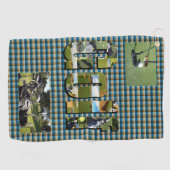 Golf Design auf grünem Tartan, Golfhandtuch (Horizontal)