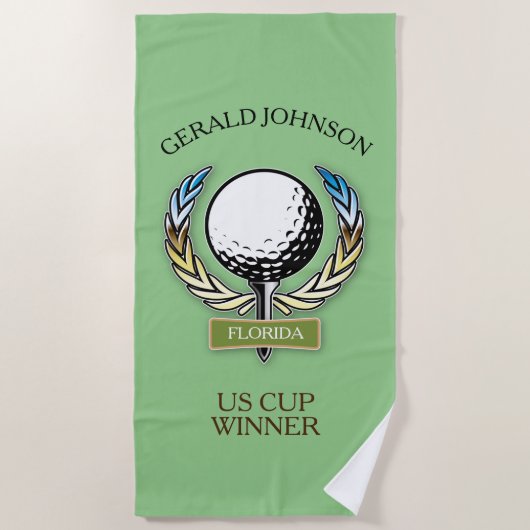 Golf Design Monogram Golfer Template Handtuch (Vorderseite)