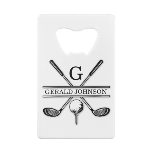 Golf Design Monogram Template Credit Card Bottle O Geldbeutel Flaschenöffner (Rückseite)