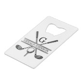Golf Design Monogramm Vorlage Kreditkartenflasche  Geldbeutel Flaschenöffner (Rückseite Schrägansicht)