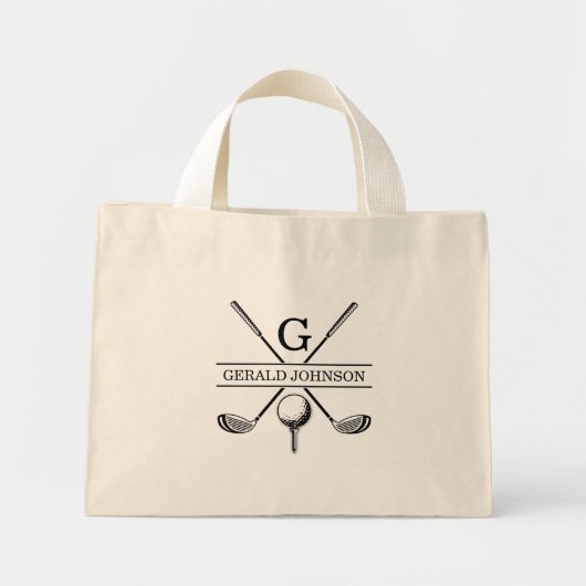 Golf Design Monogramm Vorlage Tote Bag Mini Stoffbeutel (Vorne)