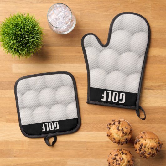 Golf Design Oven Mitt & Pot Holder Set (Oben Unten)