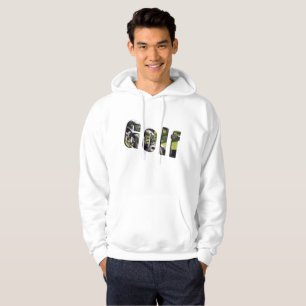 Golf Dimensions Logo, Mens White Hoodie