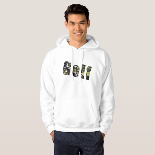 Golf Dimensions Logo, Mens White Hoodie (Vorne ganz)