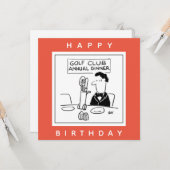 Golf Dinner has Cutlery on Golf Trolley Cartoon Karte (Vorderseite/Rückseite Beispiel)