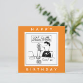 Golf Dinner has Cutlery on Golf Trolley Cartoon Karte (Stehend Vorderseite)