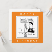 Golf Dinner has Cutlery on Golf Trolley Cartoon Karte (Vorderseite/Rückseite Beispiel)