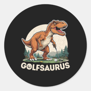 Golf Dinosaur Golfer T-rex Golf Dino Golfi Runder Aufkleber