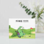 Golf Dinosaurier Golfen Schrei FORE lustigen Golfe Postkarte (Stehend Vorderseite)