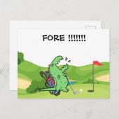 Golf Dinosaurier Golfen Schrei FORE lustigen Golfe Postkarte (Vorne/Hinten)