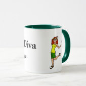 Golf Diva Red Hiar Woman Golfer Tasse (VorderseiteRechts)