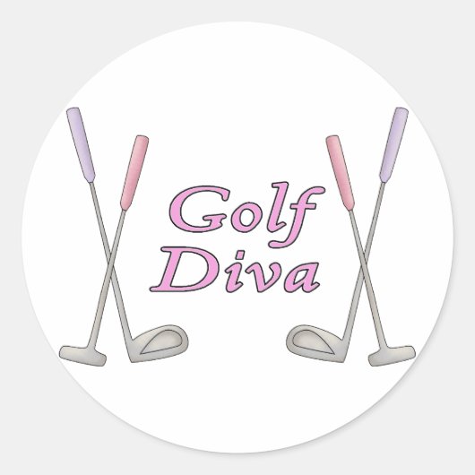 Golf Diva Runder Aufkleber (Vorderseite)