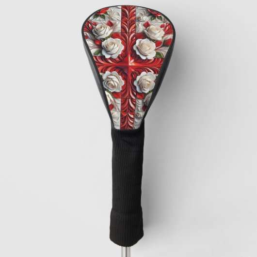 Golf Driver Cover mit englischer Rose Design Headcover (Vorderseite)