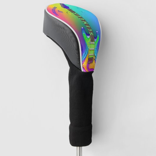 Golf Driver Cover Neon Guitar Boho Design Golf Headcover (angewinkelt)