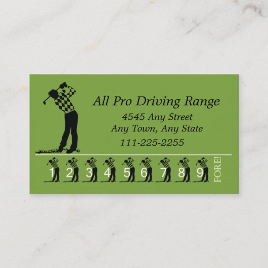 Golf Driving Range - Customer Loyalty Punch Card Treuekarte (Vorderseite)
