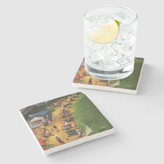 Golf Driving Range von John Falter Steinuntersetzer (Seitenansicht)