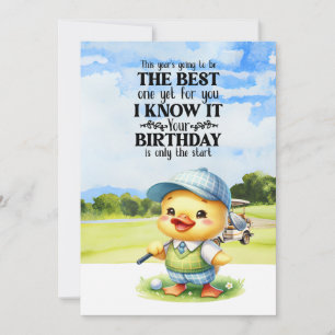 Golf Duck Golfer mit Golf Cart Geburtstagswünsche Feiertagskarte