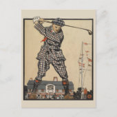 Golf durch die Zeit: Man Swinging Golf Club Postkarte (Vorderseite)