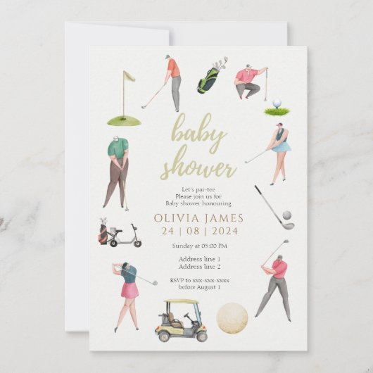 Golf-Dusche für Kinder Einladung (Vorderseite)