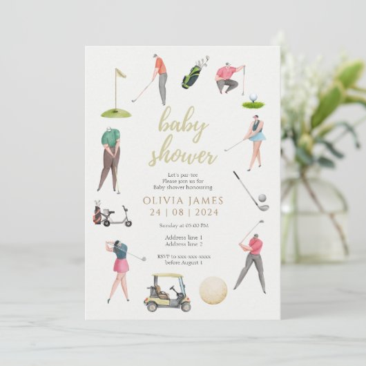 Golf-Dusche für Kinder Einladung (Stehend Vorderseite)