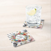 Golf Easter eggs balls and flower and equipment Rechteckiger Pappuntersetzer (Vor Ort)