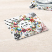 Golf Easter eggs balls and flower and equipment Rechteckiger Pappuntersetzer (angewinkelt)