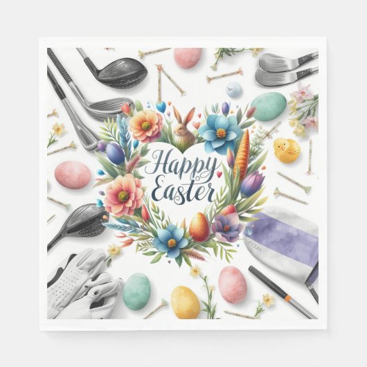 Golf Easter eggs balls and flower and equipment Serviette (Vorderseite)