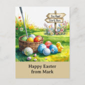 Golf Easter for golfer watercolor Spring Postkarte (Vorderseite)