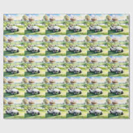 Golf Easter holiday with golf cart and easter eggs Geschenkpapier